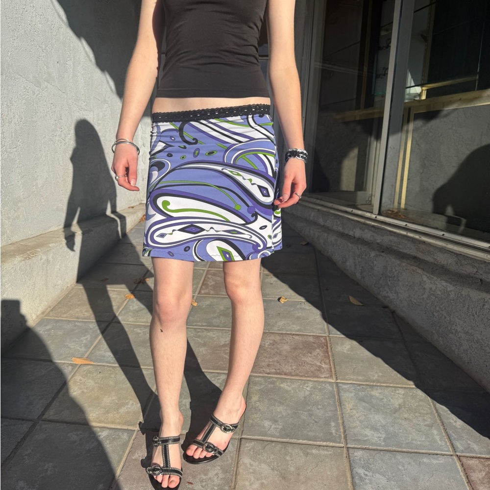 Heidi Hat XS Psychedelic Print Stretch Mini Skirt | Made in USA
